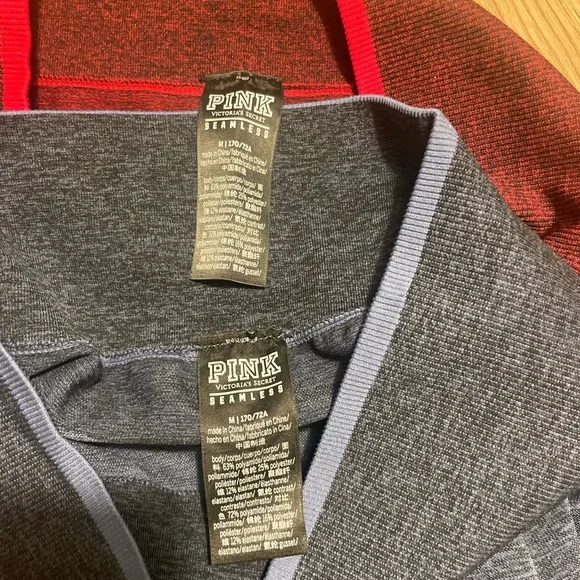 PINK Victoria's Secret Seamless Sport Workout Leggings (2 for 1)red&blue - Picture 3 of 5